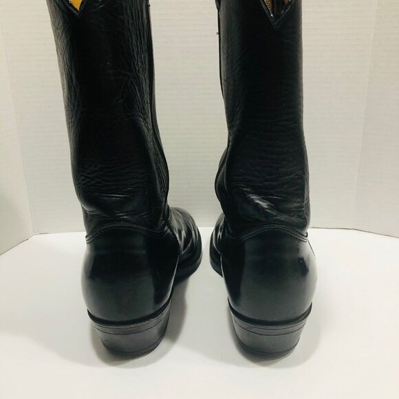 Justin Mens 10EE Tobias Boots Black Leather Vibram‎ Sole USA Western Cowboy $204 main image 9